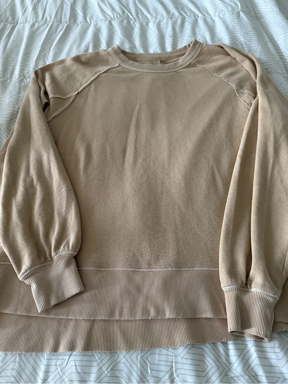 aerie knit pullover in warm beige